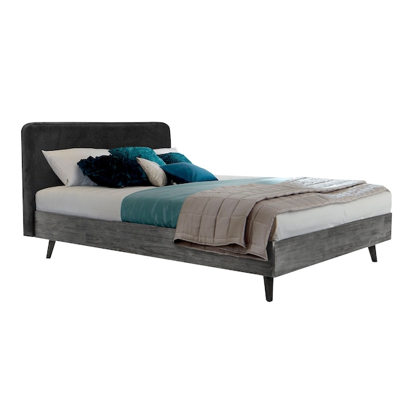 Armen Living Mohave Mid-Century Tundra Gray Acacia King Platform Bed LCMVBDTGKG - main